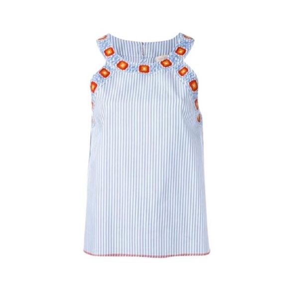Tory Burch Blue and White Meg Tank Top - Picture 2 of 9